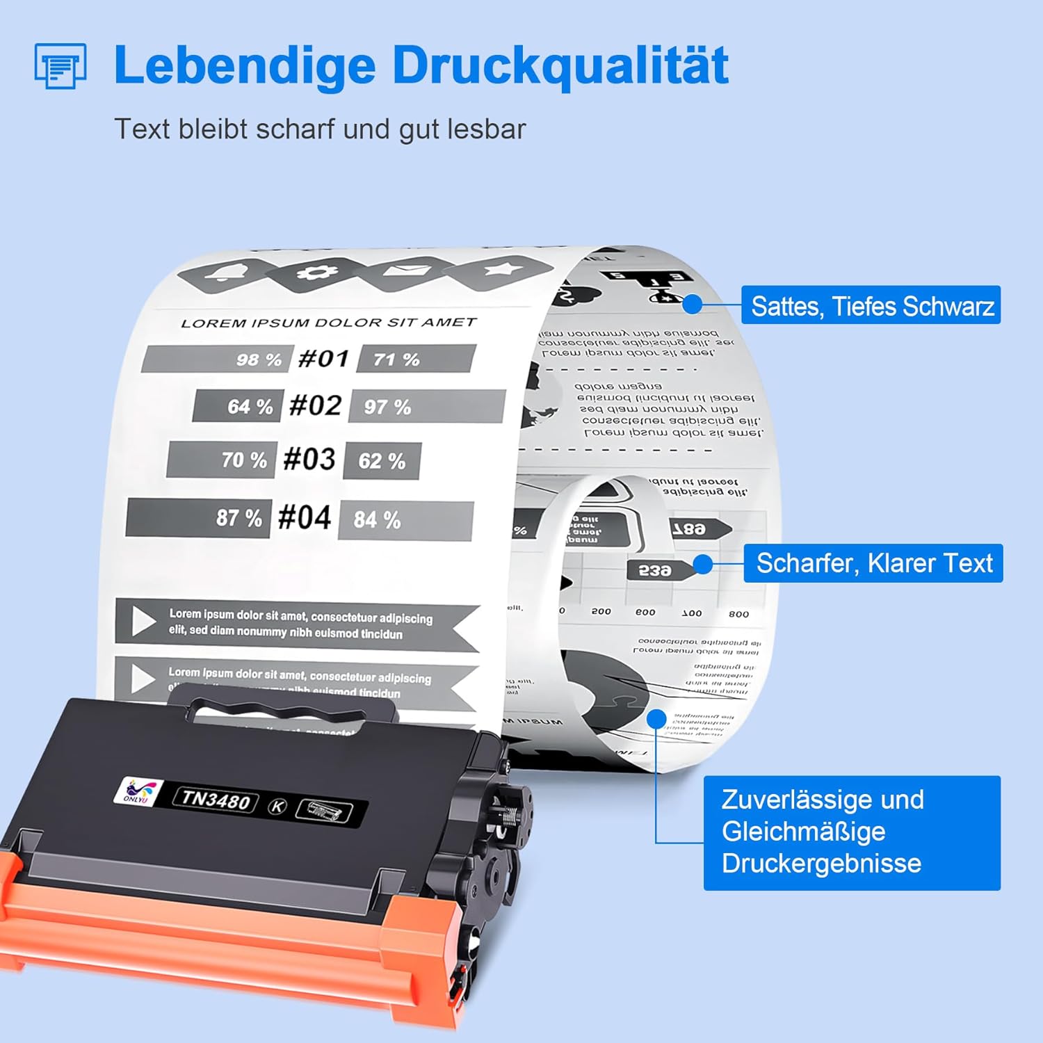 Thumbnail 2 de ONLYU TN3480 HL-L5100DN Toner – kompatibel, 2er-Pack, 8.000 Seiten bei 5% Deckung