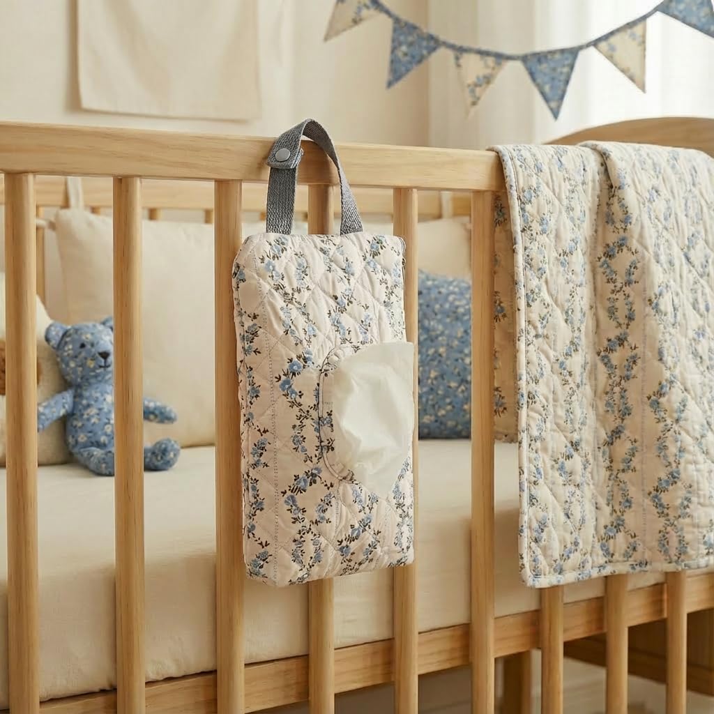 Detalle 2 de Quilted Baby Wipe Holder, Floral Pattern