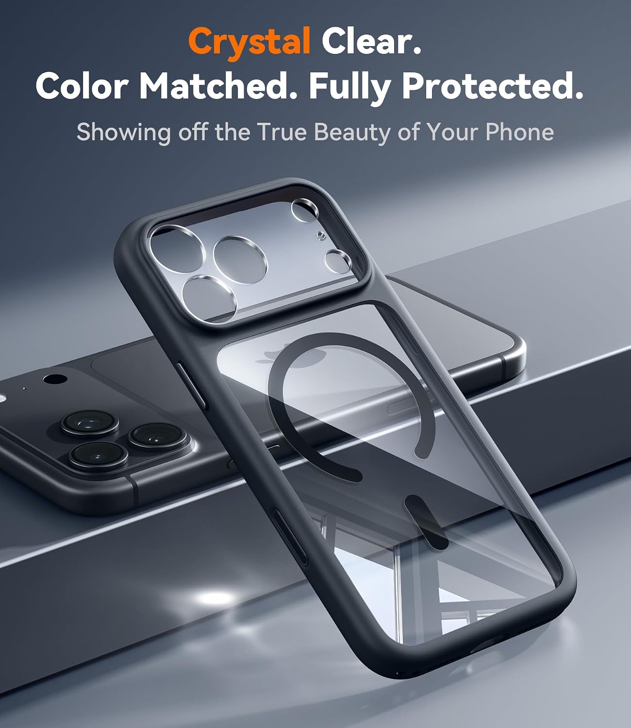 Detalle 2 de JUESHITUO iPhone 18 Pro Max Case, Clear Black with MagSafe Compatibility