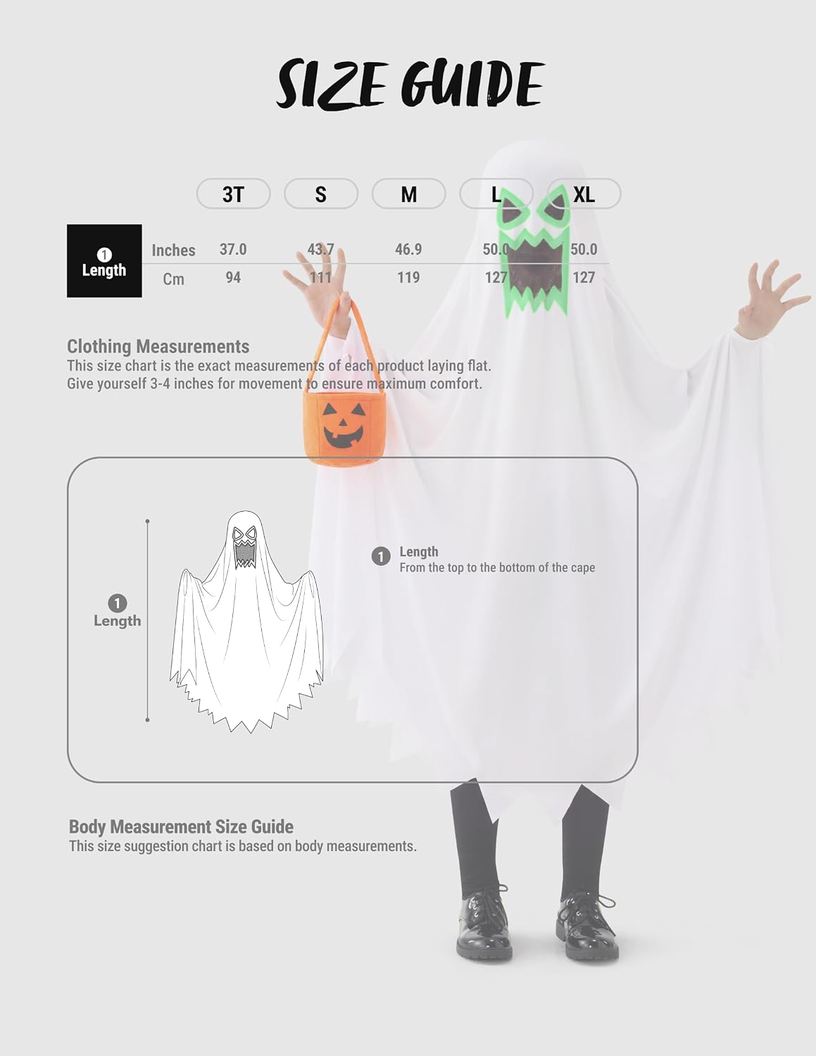 Detalle de Spooktacular Creations Kids’ Ghost Costume with Pumpkin Basket