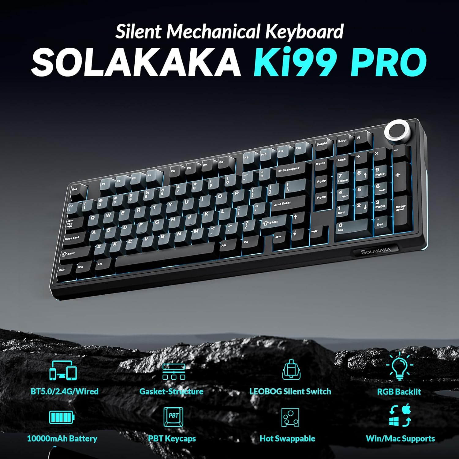 Thumbnail 1 de SOLAKAKA KI99 Pro 96% Triple-Mode Wireless Mechanical Keyboard (Silent Switches, Hot-Swappable RGB)