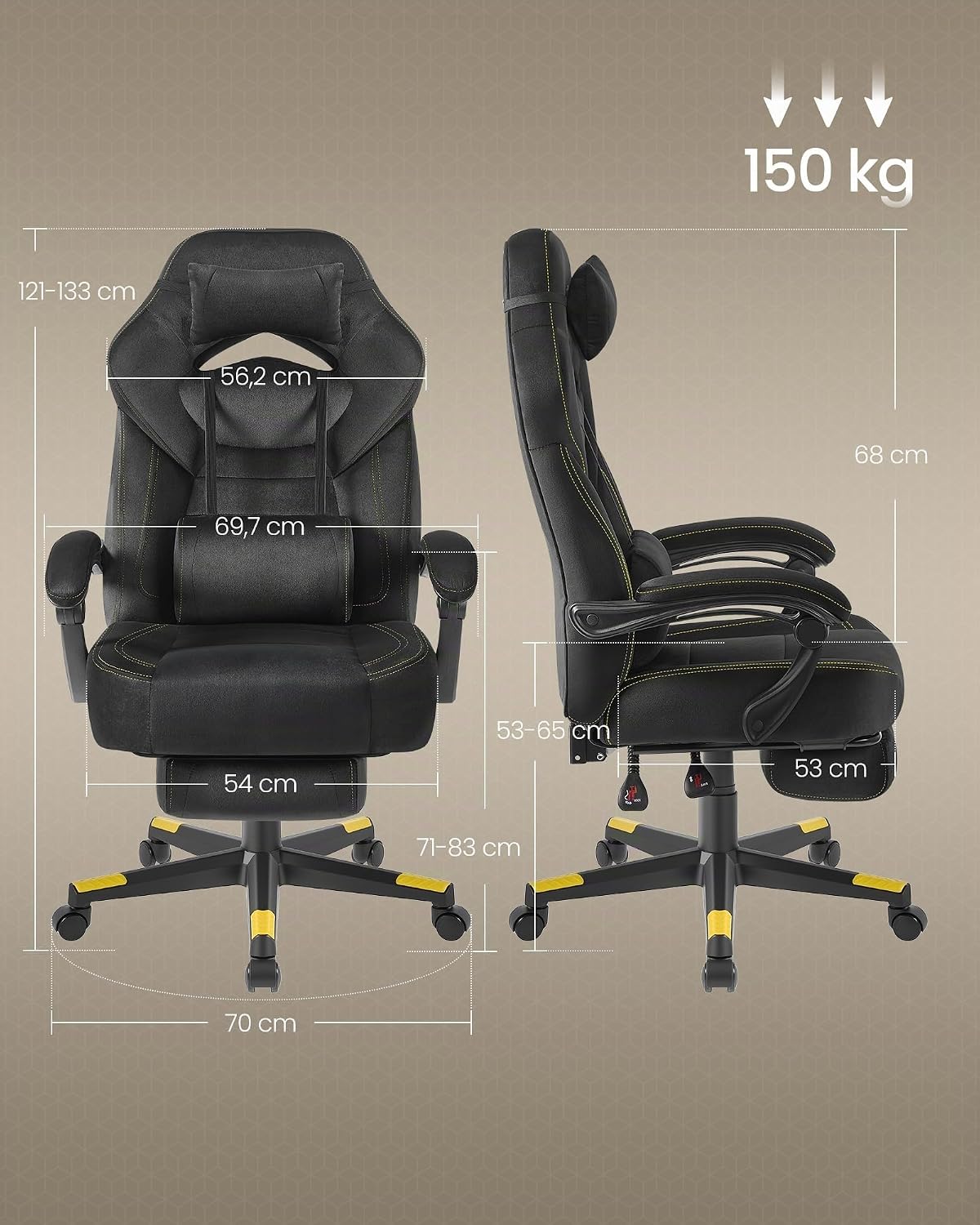 Detalle de SONGMICS Cathy Collection OBG077B08 gamingstol i sammet med fotstöd