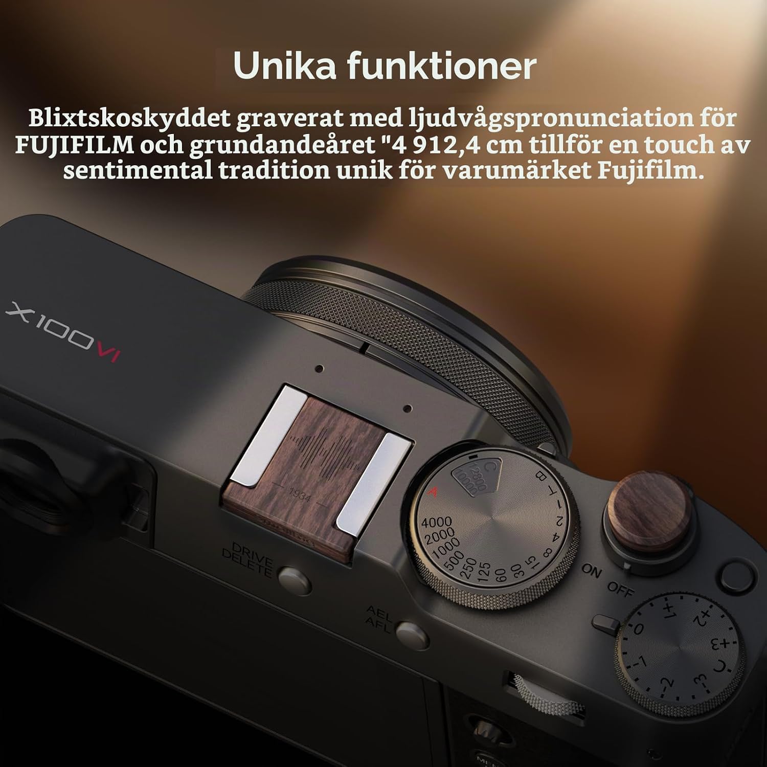 Detalle de SMALLRIG 6240 Ebony blixtskoskydd med avtryckarknapp i trä