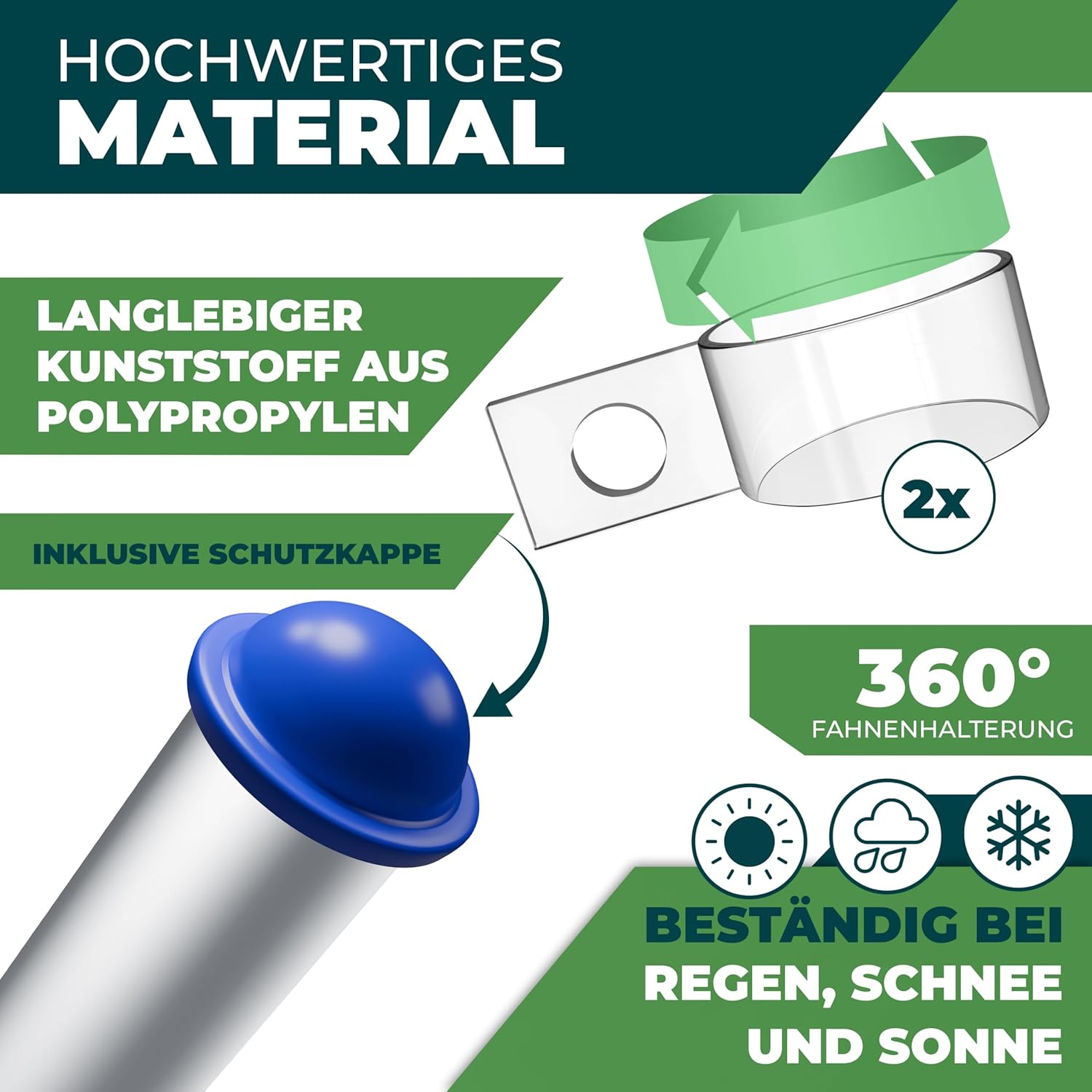 Detalle de KESSER® Teleskop Fahnenmast aus Aluminium, 6,30 m inkl. Bodenhülse (60 cm) & Deutschlandflagge, höhenverstellbar