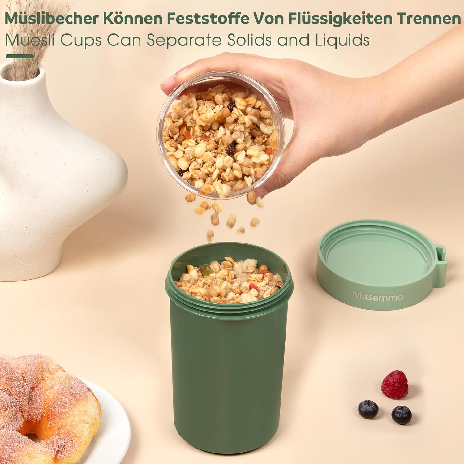 Detalle 1 de Mitsemmo Müslibecher to Go 760ml Grün
