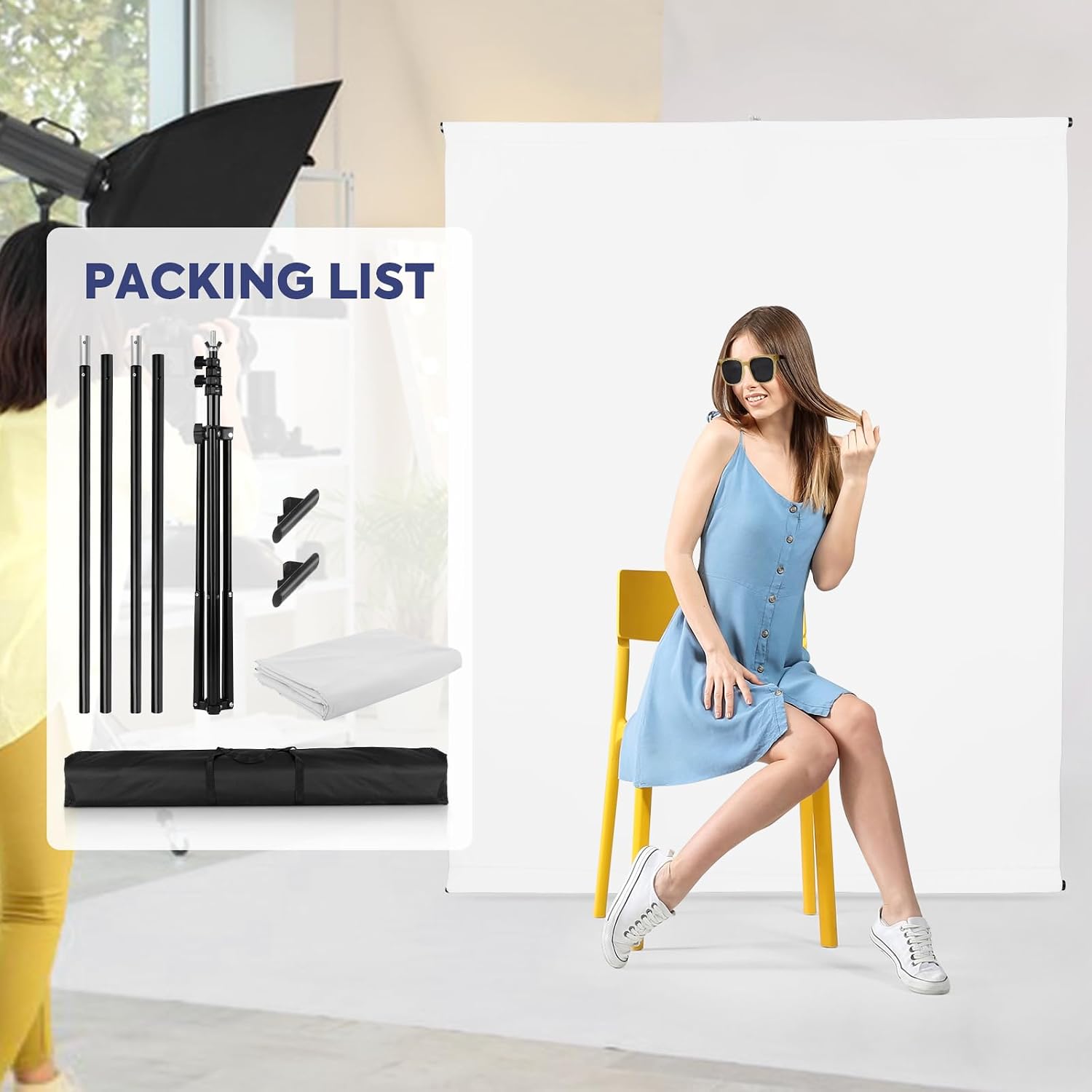Thumbnail 6 de SEDGEWIN White Backdrop with Stand 6.5x5ft – Durable 3-in-1 Photography Backdrop Kit
