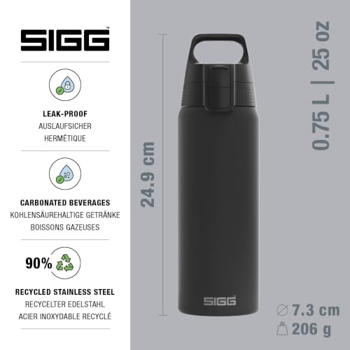 Thumbnail 1 de Sigg Edelstahl Trinkflasche Shield ONE Black, 0,75 L – auslaufsicher und kohlensäurehaltig geeignet