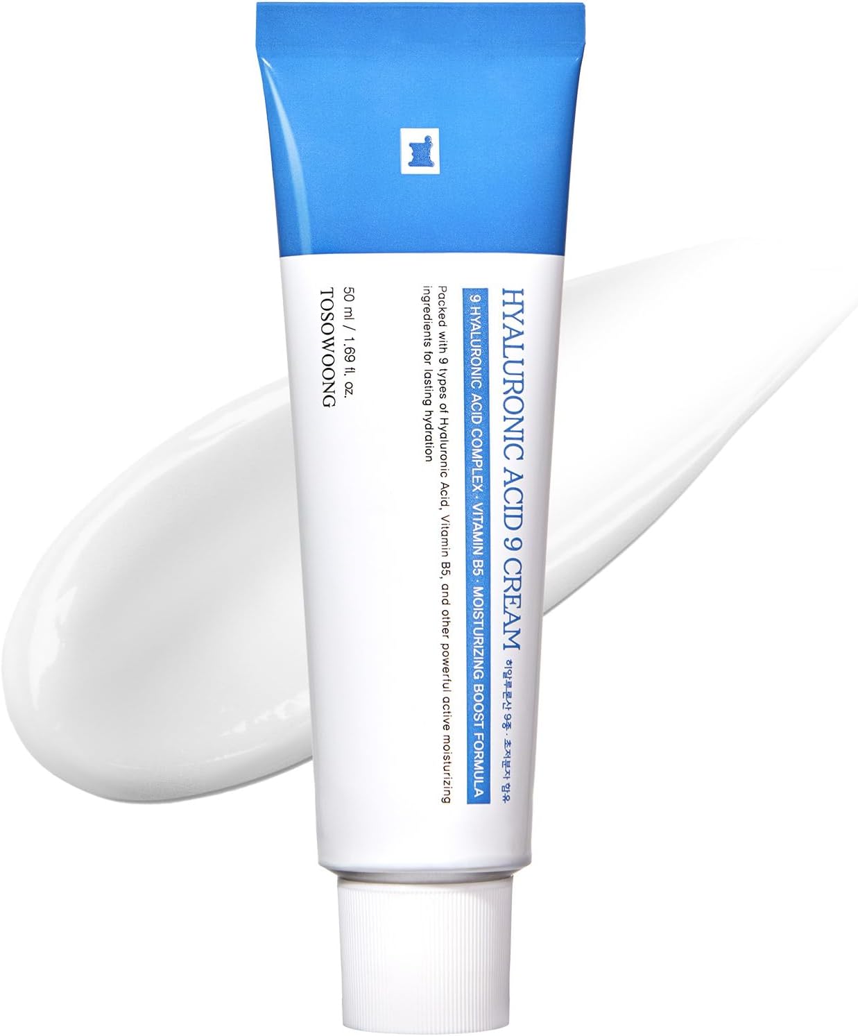 Detalle de TOSOWOONG Crema Viso Idratante Hyaluronic Acid 9 con Vitamina B5, Niacinamide, Collagene ed Estratto di Centella Asiatica (50 ml) – Idratazione coreana per ogni giorno