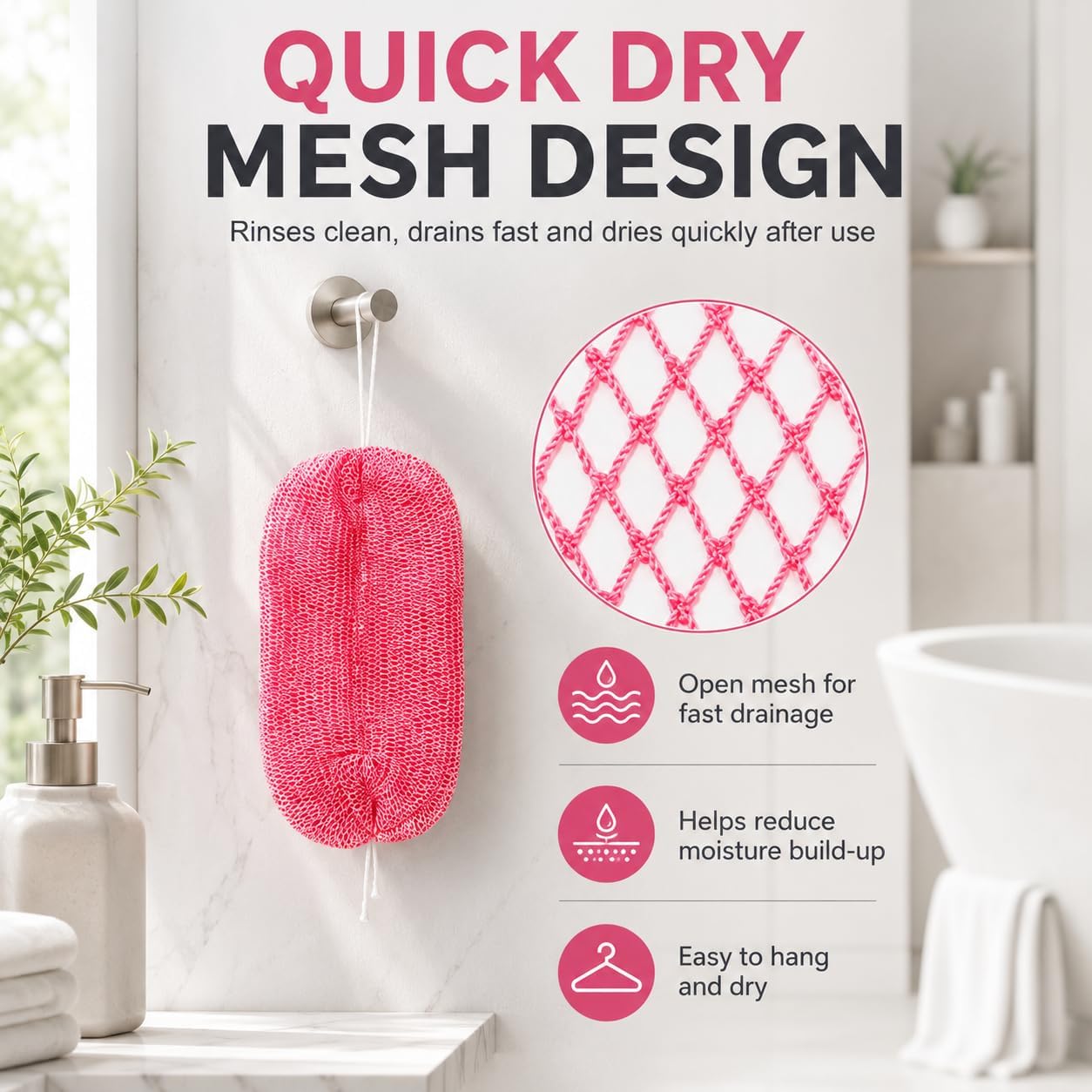 Thumbnail 2 de Starhot 2 Pack African Net Sponge with Knots: Long, Colourfast Exfoliating Body Scrubbers