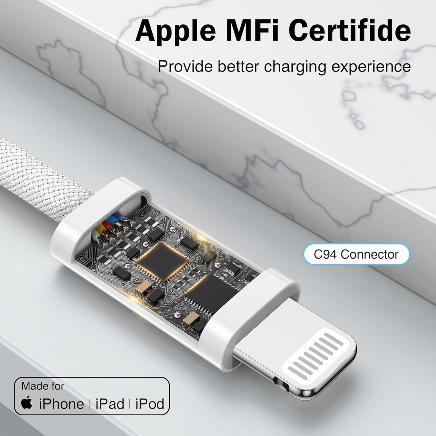 Detalle 2 de SIZUKA Cable iPhone 3M 2Pack MFi 2,4A