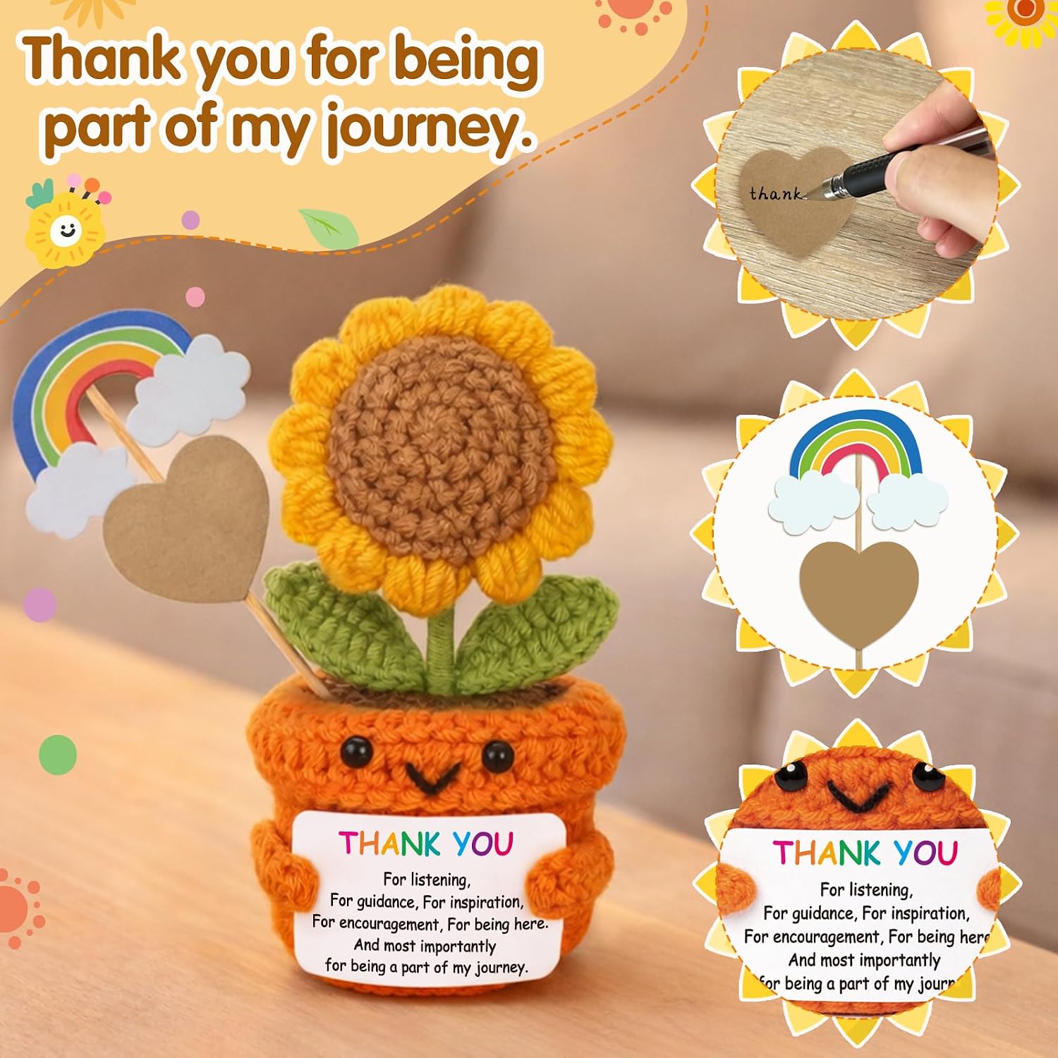 Detalle 2 de Frabaca CJXRK010 Crochet Sunflower Thank-You Doll with Appreciation Card