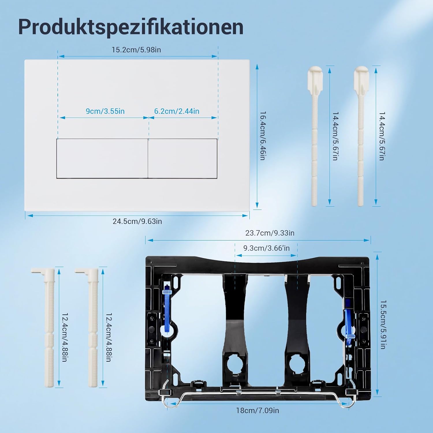 Thumbnail 3 de Mendorio WC Drückerplatte – kompatibel mit Geberit Sigma, UP300/UP320, Doppelspülung, Matt Weiß