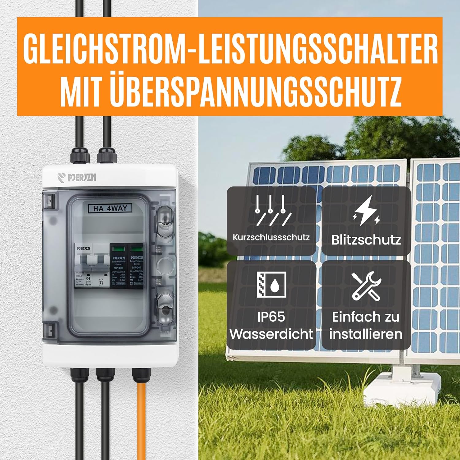 Thumbnail 1 de PJERJZN Solar Kombigerät 1-in-1-Out / 2-in-2-Out / 4-in-4-Out – 1000V DC/40A LS-Schalter, SPD 20-40KA, IP65