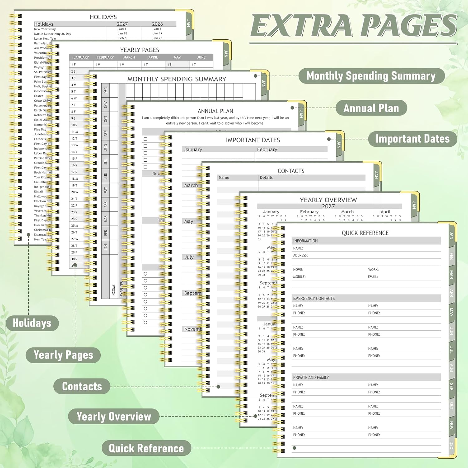 Thumbnail 4 de Homlive 2027 Appointment Planner, 30-Minute Time Slots, Weekly and Monthly Views, Green