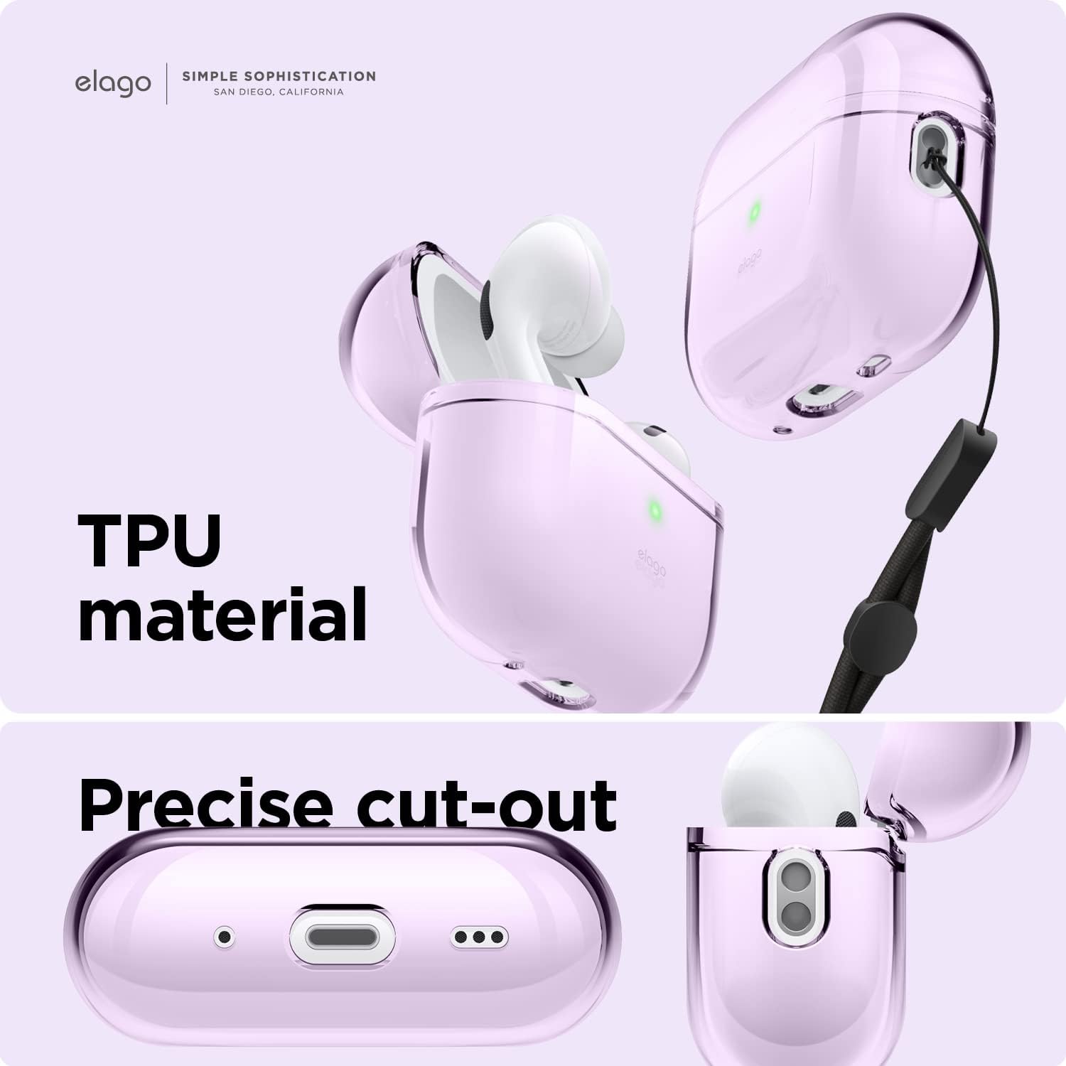 Thumbnail 3 de elago Coque transparente pour AirPods Pro 2 (2e génération) : protection antichoc en TPU, ruban inclus, charge sans fil