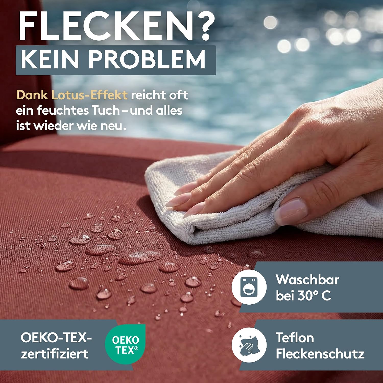 Detalle 2 de LILENO HOME Gartenstuhl Auflagen 4er-Set für Hochlehner in Petrol (MIA)
