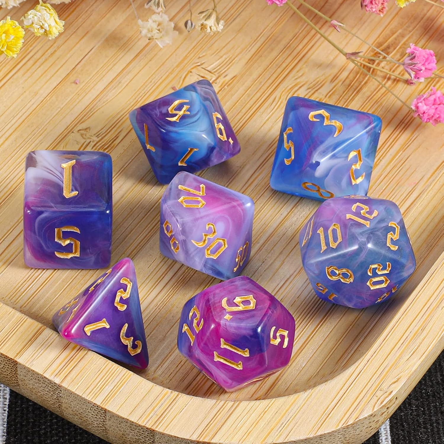 Thumbnail 4 de QMAY DND Dice Set a 7 pezzi – dadi poliedrici acrilico per D&D, MTG e RPG