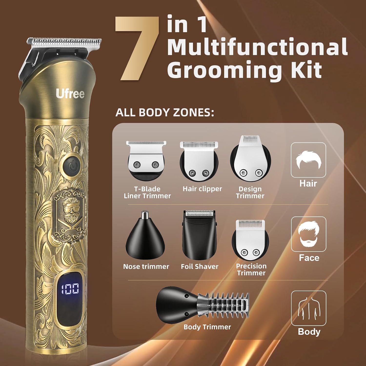Detalle de Ufree Beard Trimmer 6500RPM cordless kit