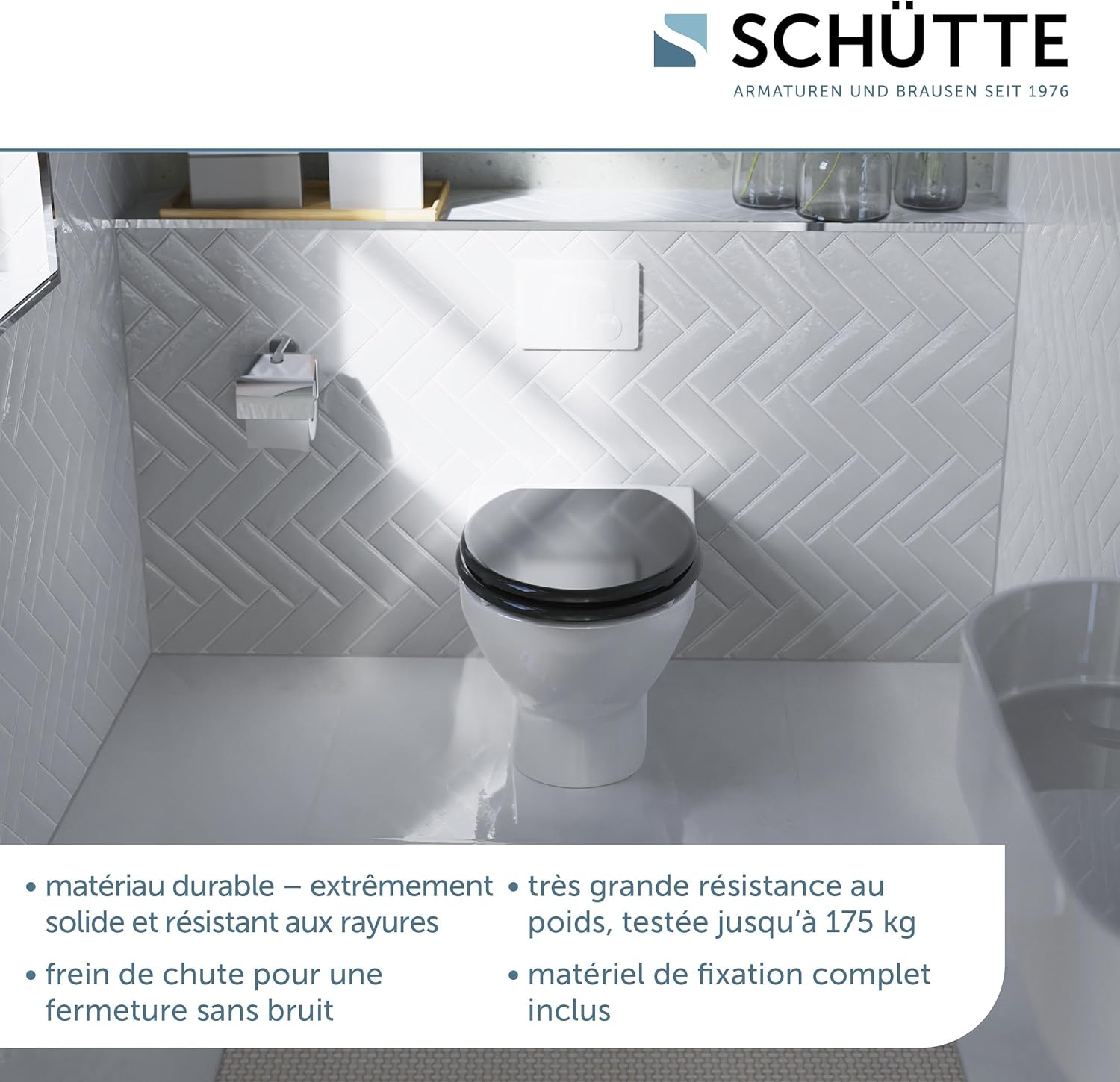 Thumbnail 3 de SCHÜTTE Abattant WC noir avec système d'abaissement automatique en bois — siège robuste et design élégant