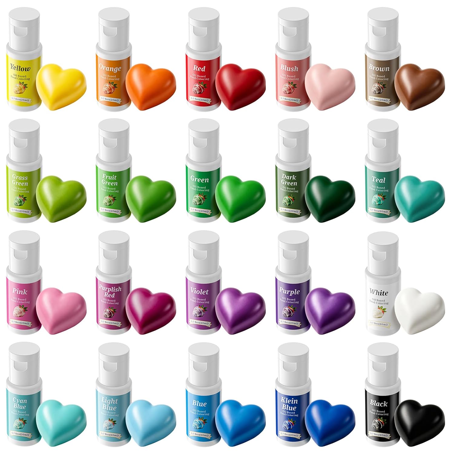 Detalle 1 de Oil-Based Food Coloring for Chocolate, 20 Colors, 0.7 fl oz Bottles