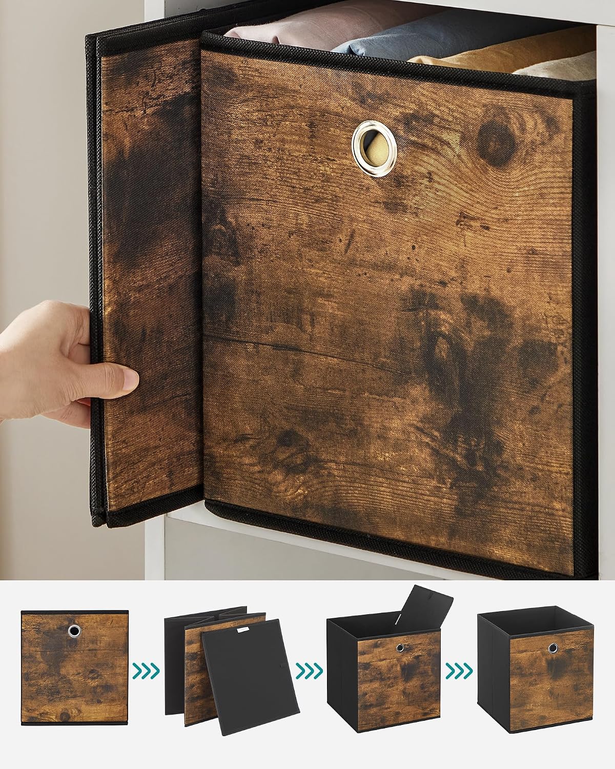 Detalle 2 de SONGMICS RFB133B01 opbergdozen, set van 6, 33 x 33 x 33 cm