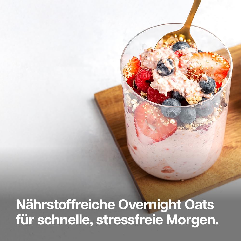 Detalle de Protein Works Overnight Oats – GOLD Innovation: Hochprotein-Frühstück mit Chia & Leinsamen (14 Portionen, 1 kg)