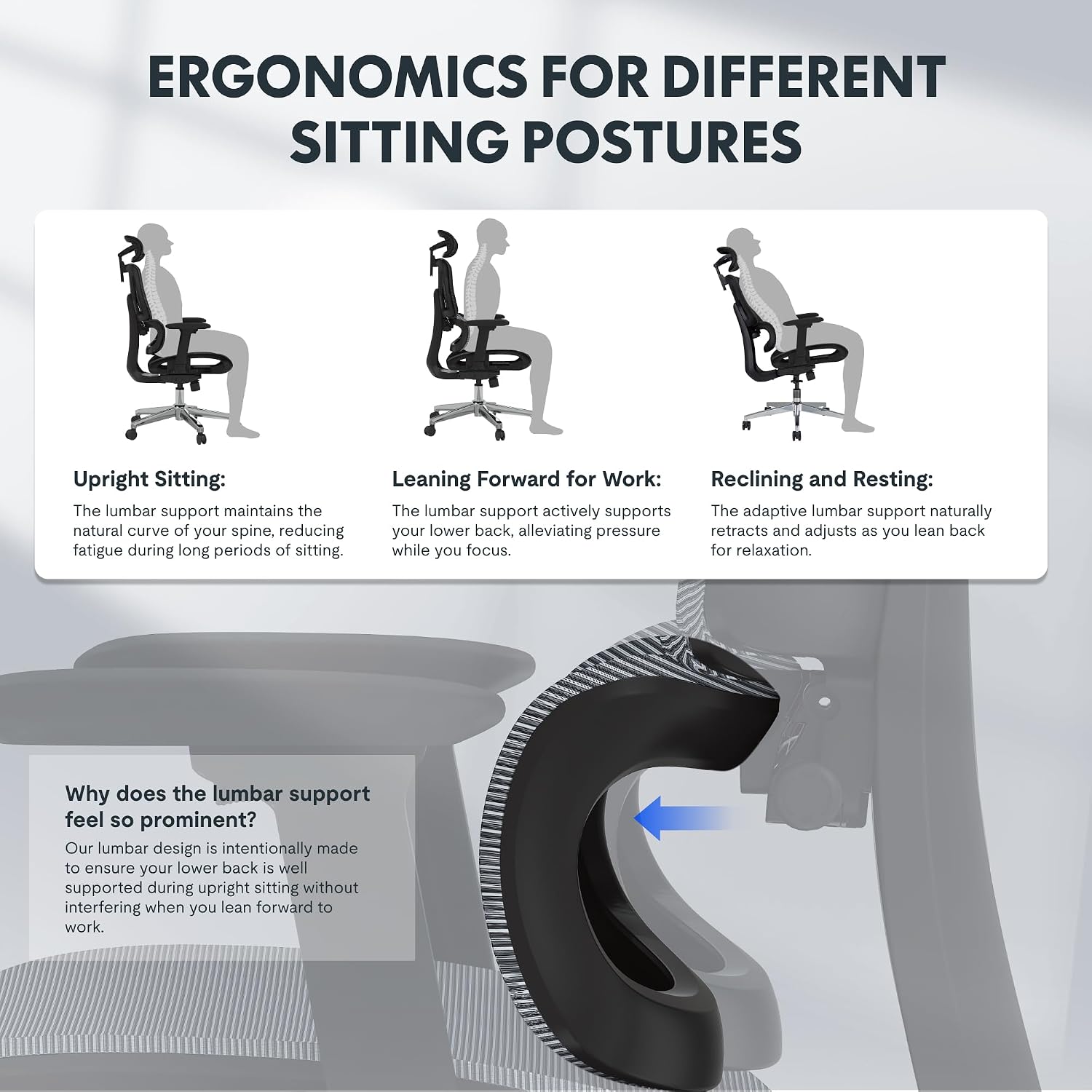 Thumbnail 4 de FLEXISPOT ErgoX Ergonomischer Bürostuhl 136 kg