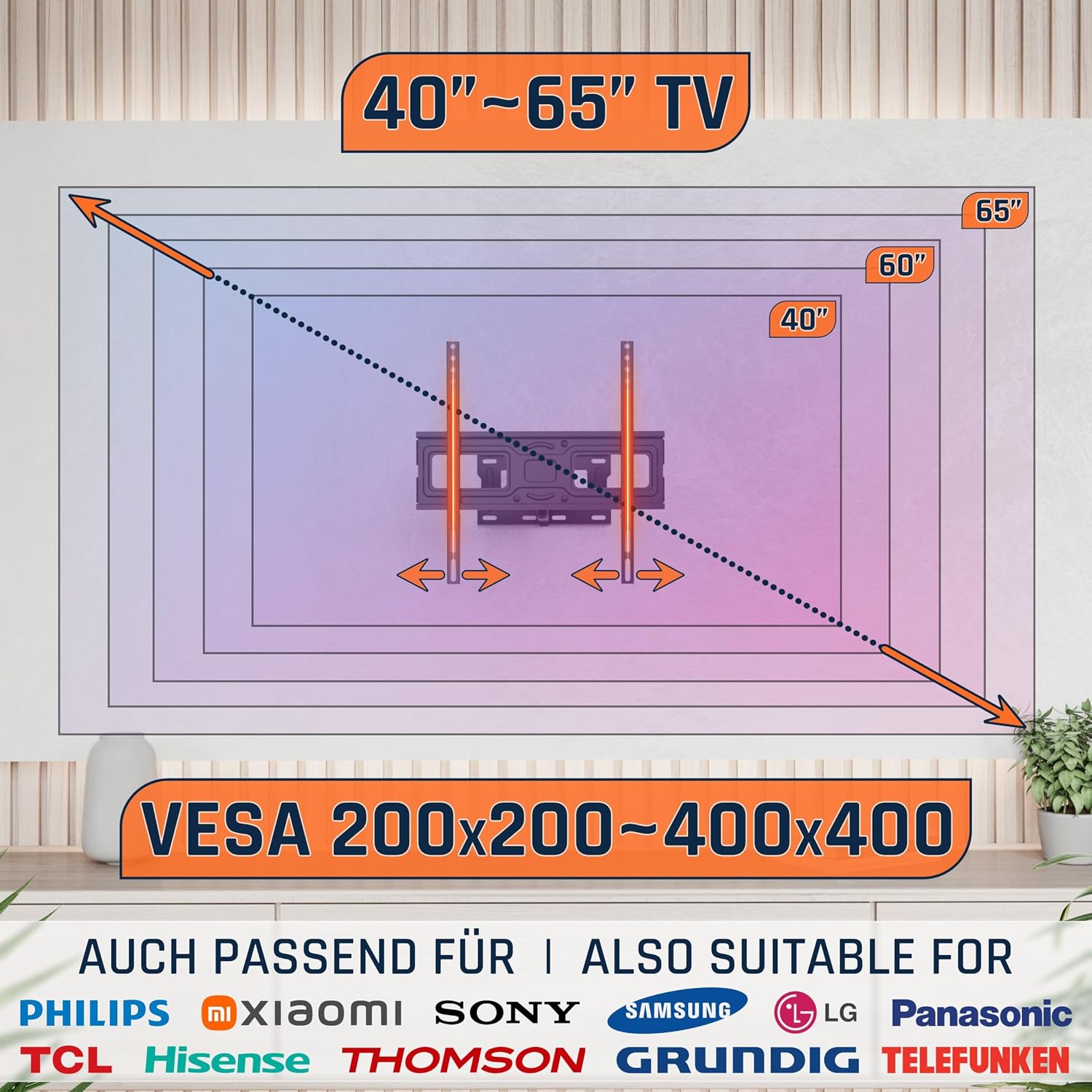 Thumbnail 6 de RICOO S5144 TV Wandhalterung 40–65 Zoll
