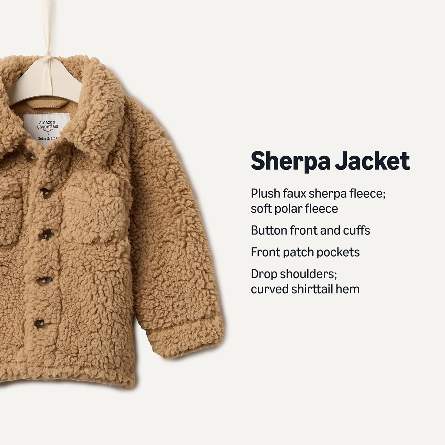 Detalle de Amazon Essentials x Sofia Grainge Toddlers and Baby Boys' Sherpa Fleece Overshirt Jacket