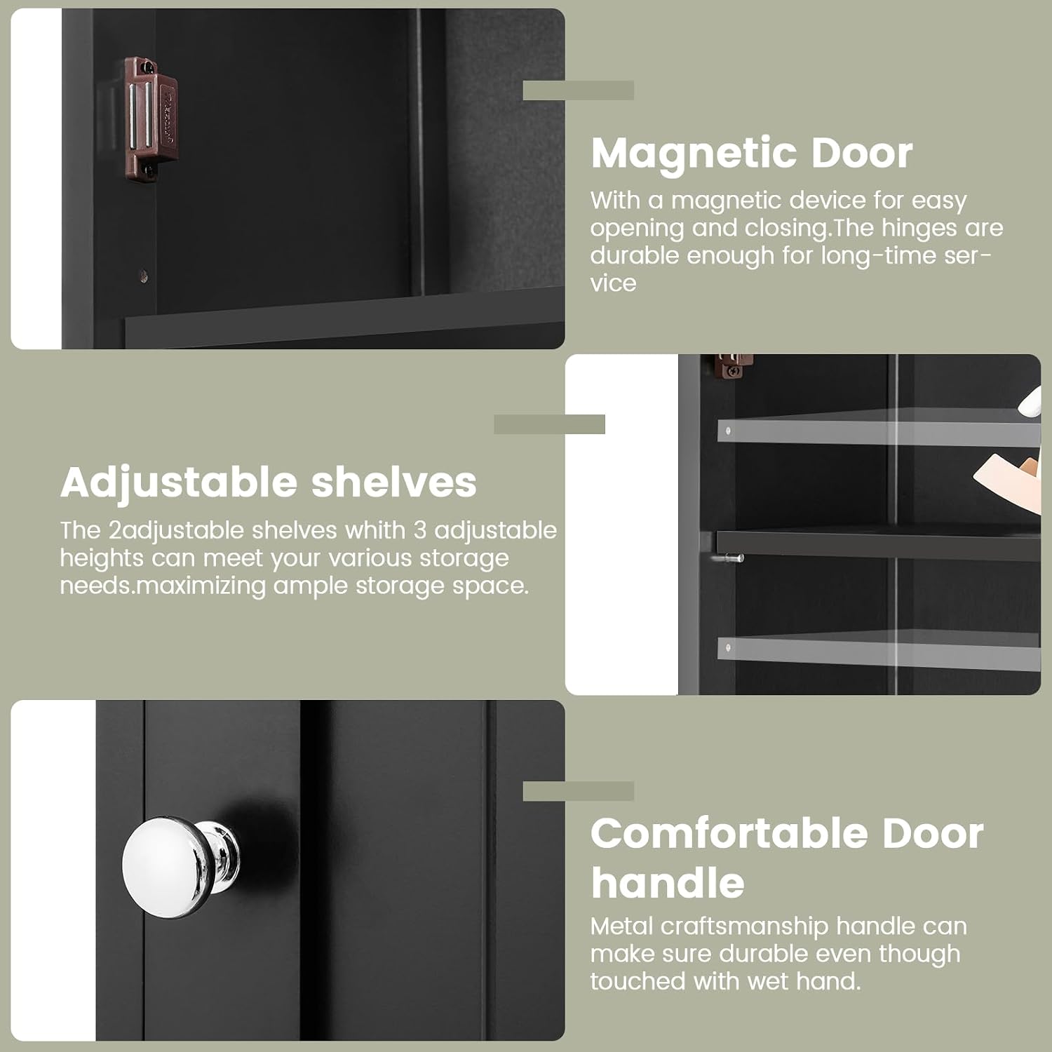 Detalle de Iwell Bathroom Storage Cabinet, 66.9-Inch Tall