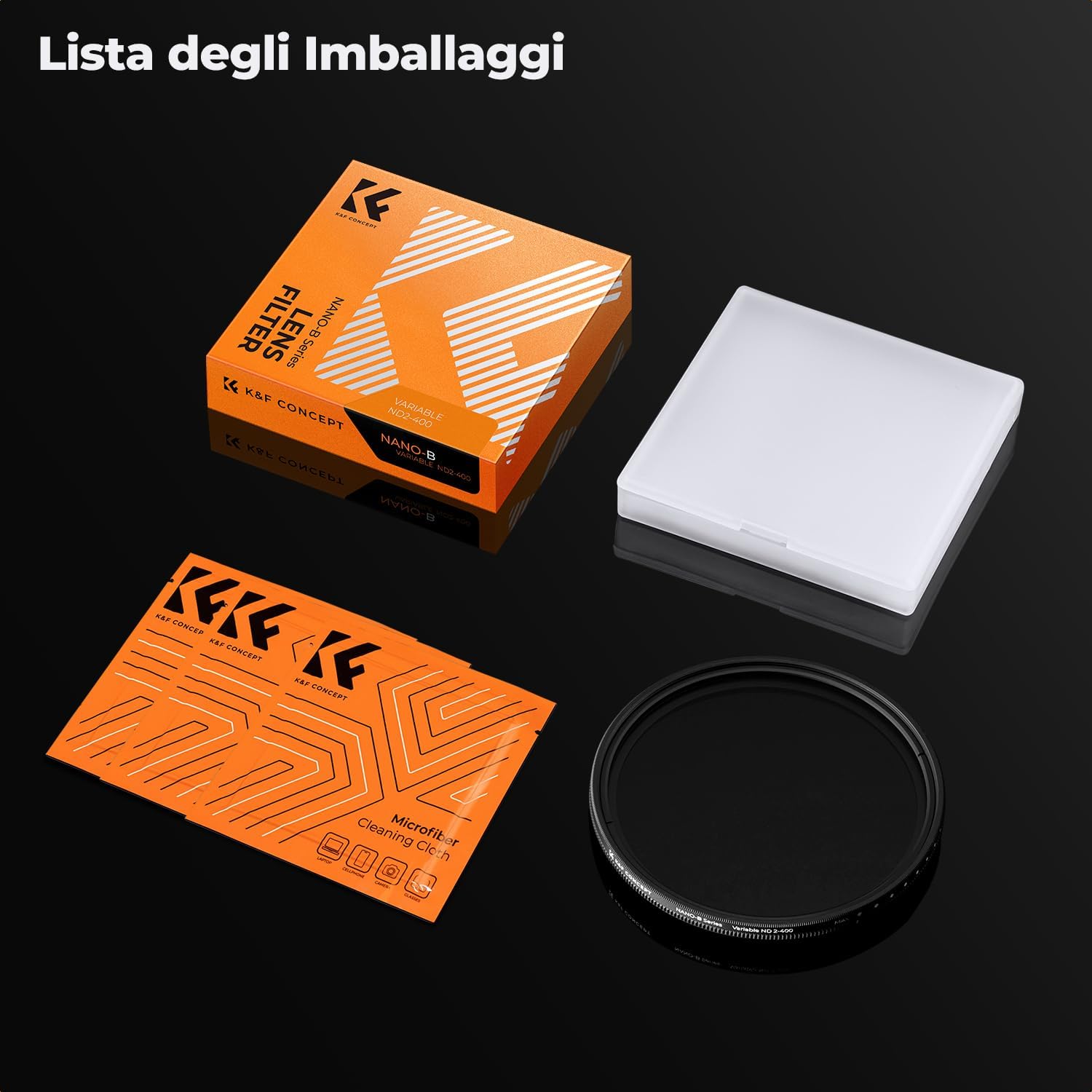 Thumbnail 6 de K&F CONCEPT Nano-B Filtro Variabile ND2-400 (1-9 stop) Ø55mm in vetro ottico