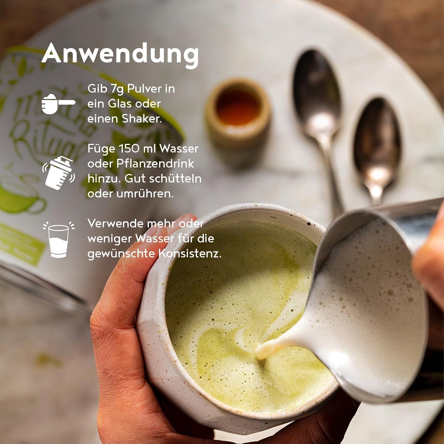Detalle 2 de Alpha Foods Matcha Latte Pulver 25% Matcha