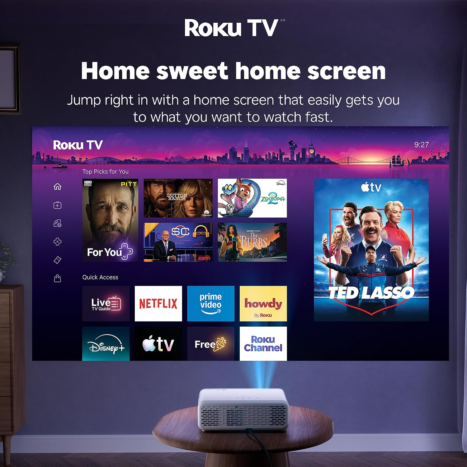 Detalle 2 de Aurzen Roku TV Smart Projector 1080P