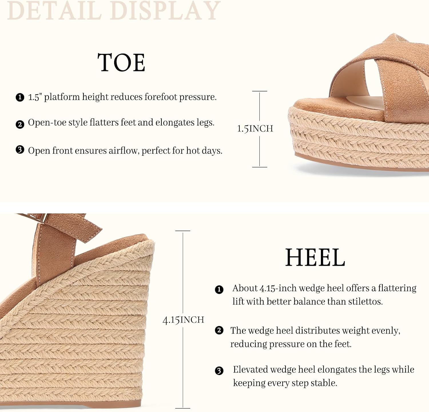 Thumbnail 6 de VICKI·VICKI Women's Platform Wedge Sandals with Ankle Strap and Braided Jute