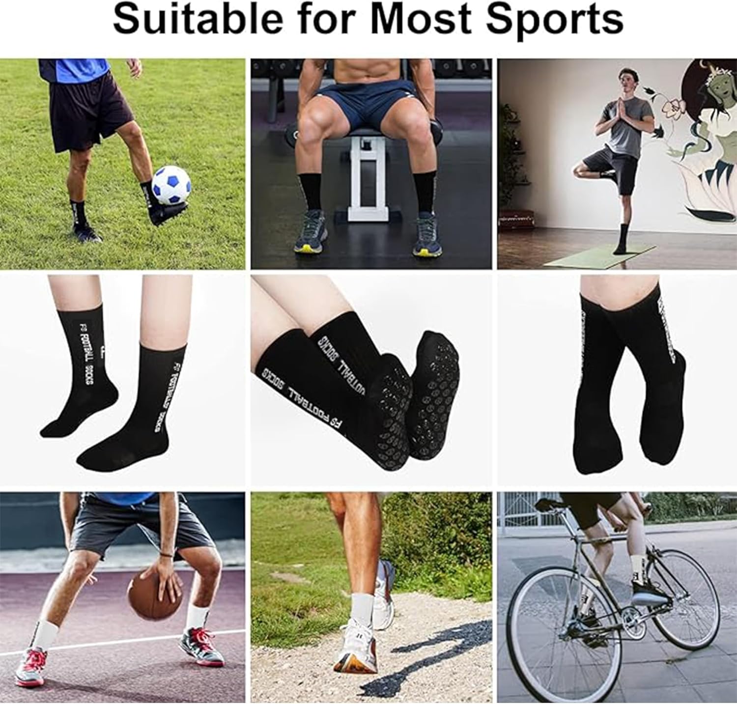 Thumbnail 1 de Gohanny Fußballsocken (3 Paar) mit Anti-Rutsch-Grip – Größen 35–39 & 39–46