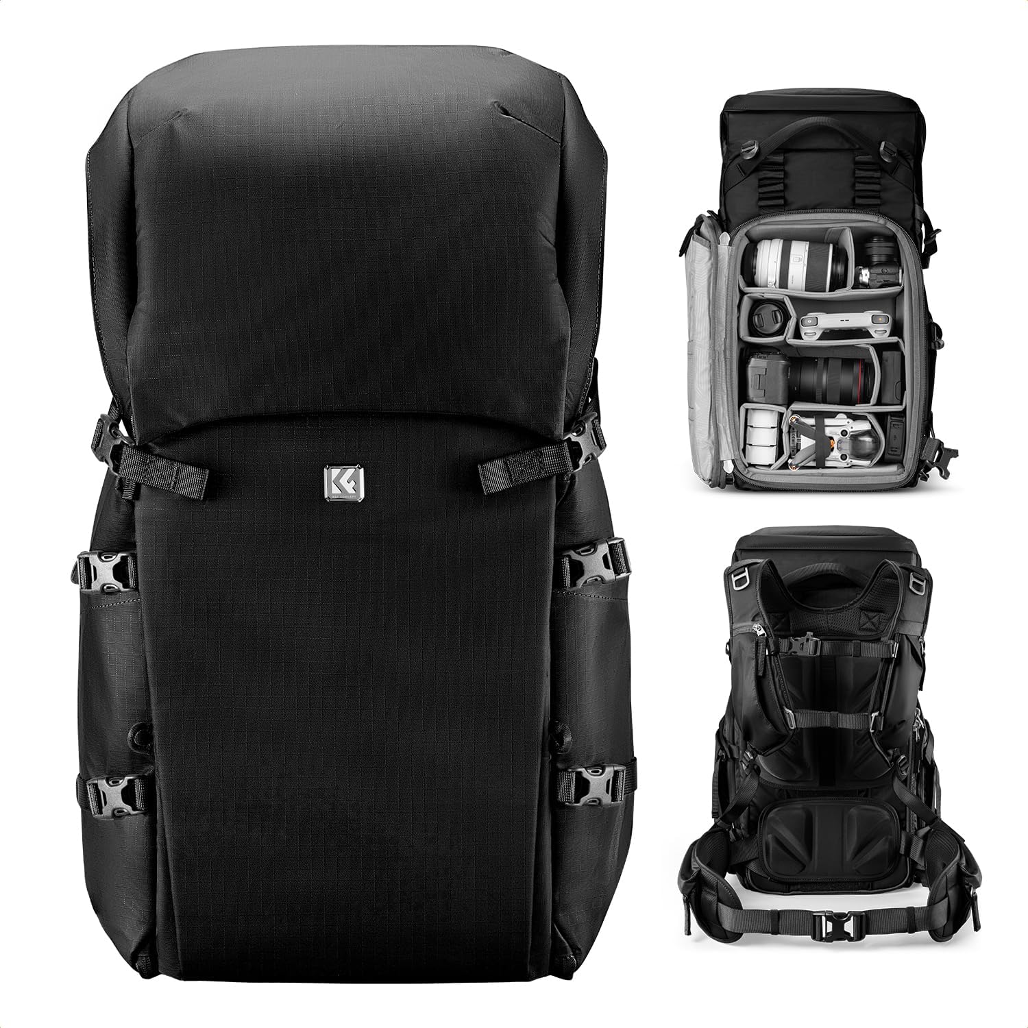 Thumbnail 3 de K&F Concept Camera Backpack XL-Khaki (Large Capacity 30L) – waterproof DSLR camera bag with custom dividers