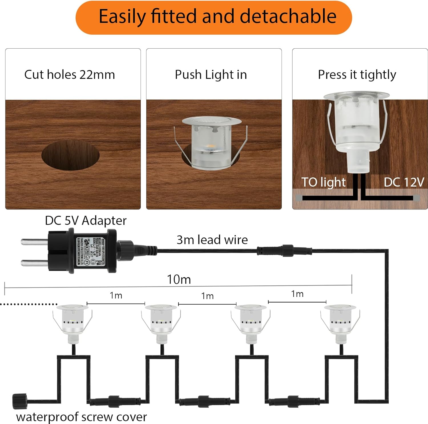 Detalle 2 de Auting LED-Einbaustrahler außen im 16er Set, IP67 boden-/terrassengeeignet
