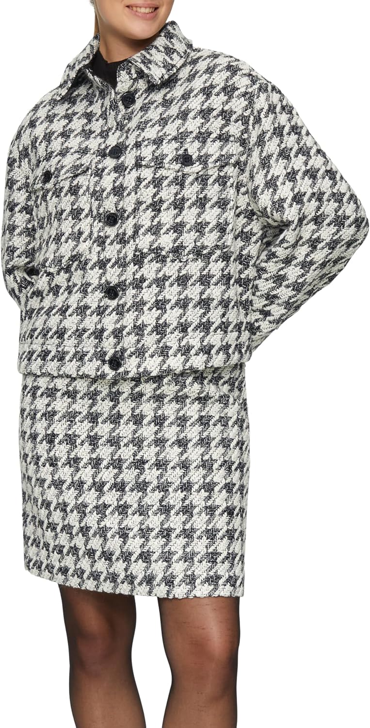 Detalle de Gemusterte Bouclé-Jacke mit Boxy-Shape