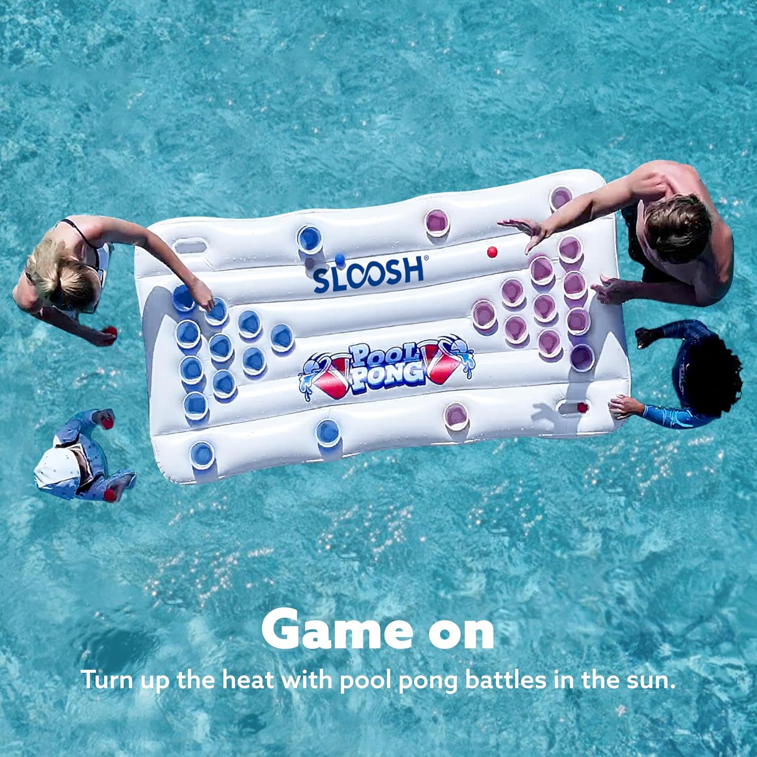 Detalle de SLOOSH Pool Toys Games Set: 6ft Inflatable Pong Toss Table with 10 Balls