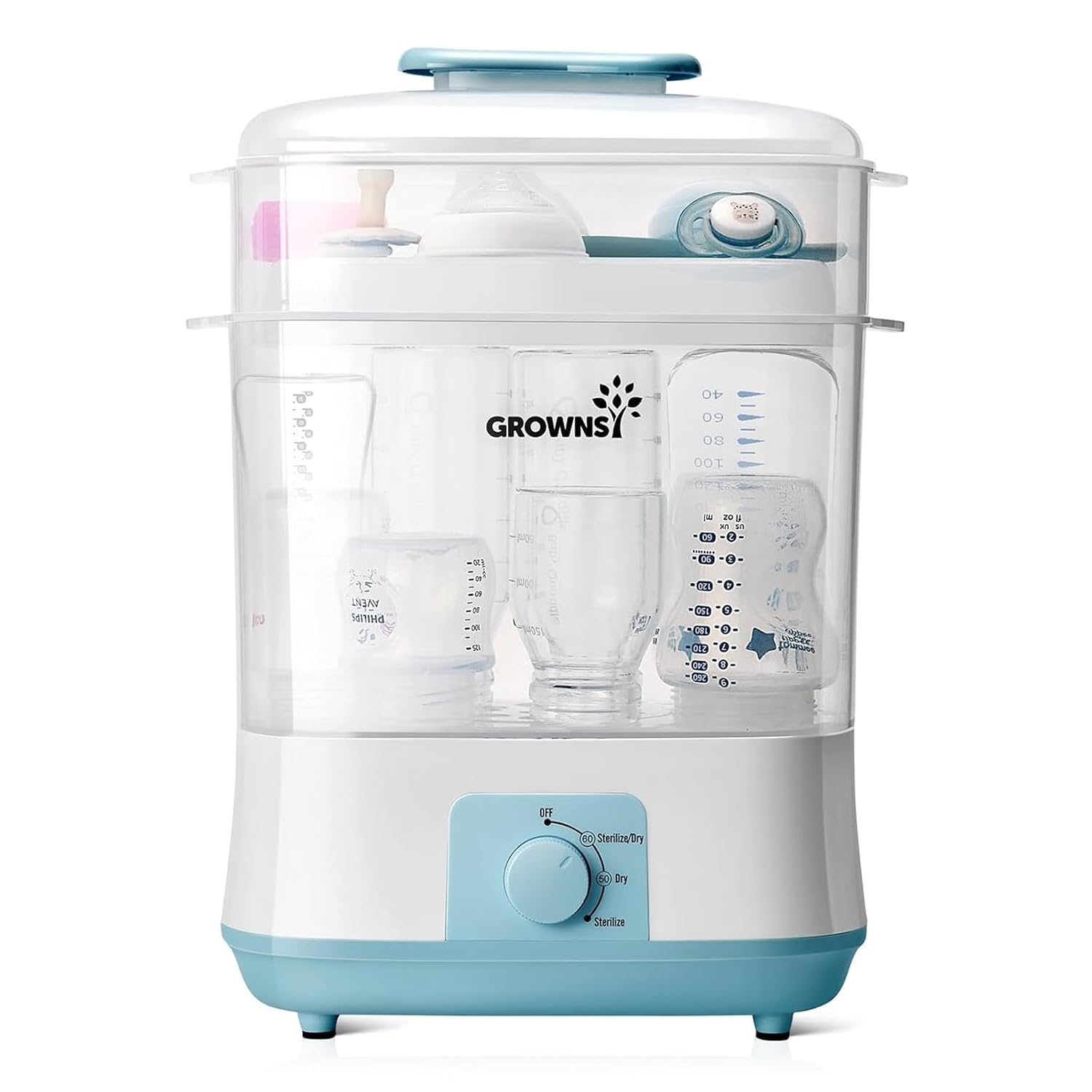 Detalle de GROWNSY BS706 4-in-1 Baby Bottle Sterilizer and Dryer, Blue, 72-Hour Storage