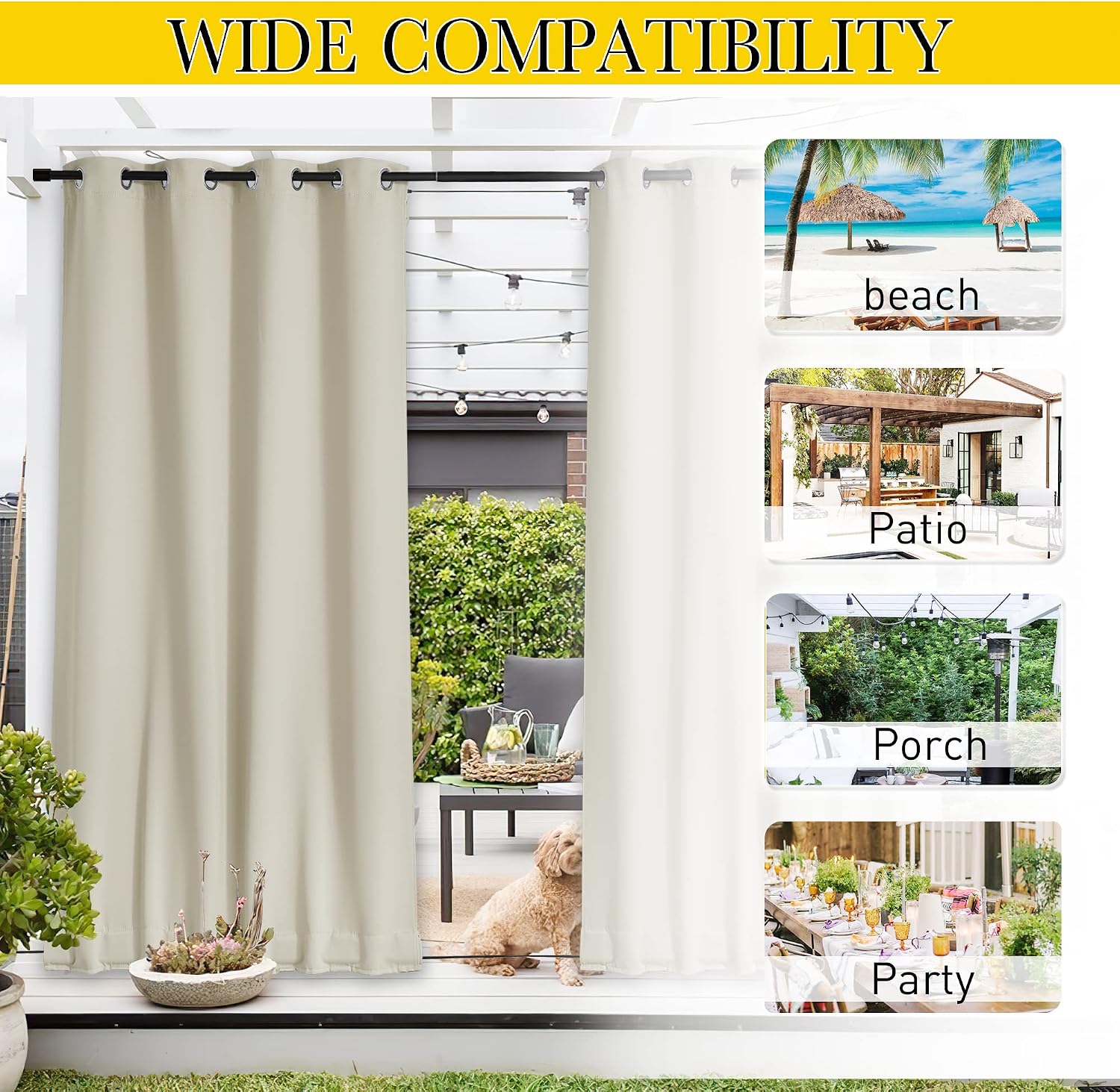 Thumbnail 5 de NICETOWN Outdoor Curtains, W84xL108