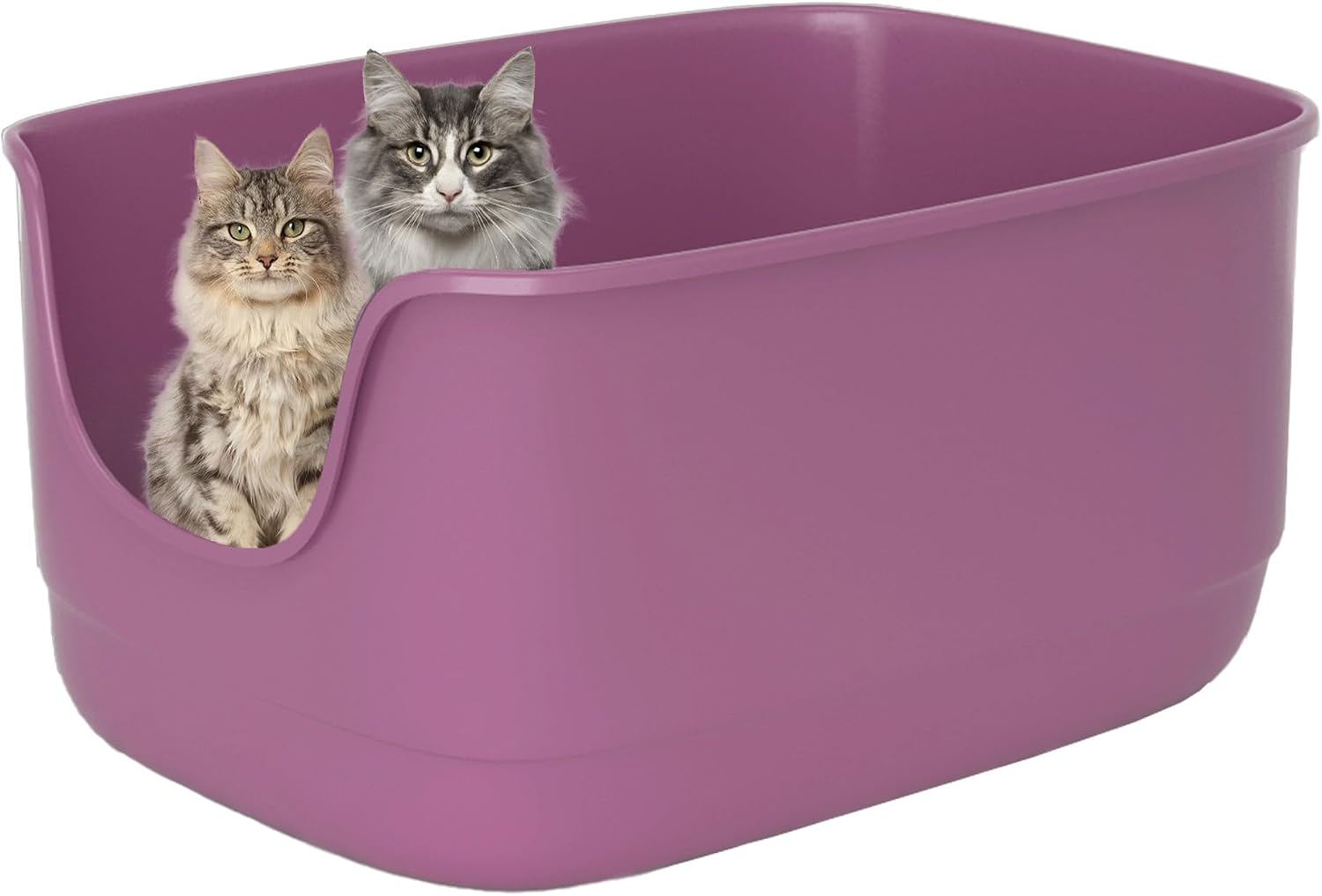 Detalle de Suhaco High Sided Jumbo Cat Litter Tray (61 x 48 x 31 cm) Anti-Splash Open Top, Extra Deep Low Entry – Pink
