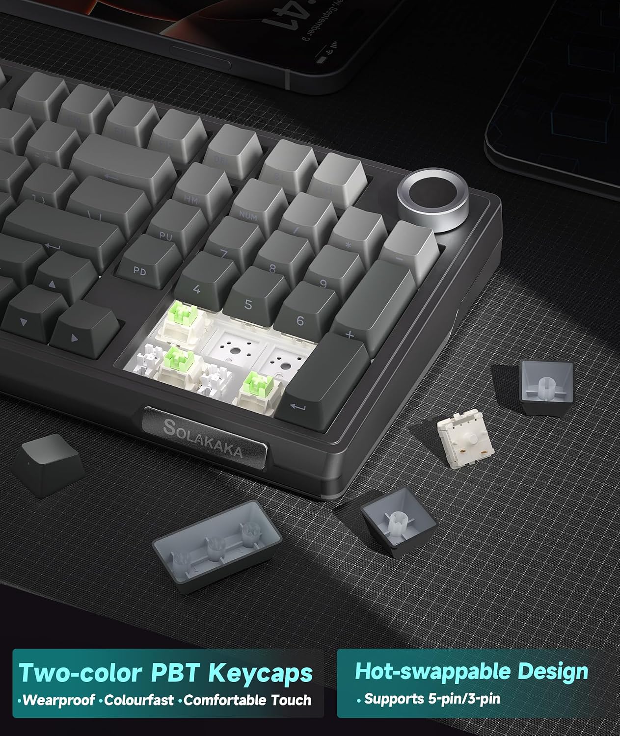 Detalle 2 de SOLAKAKA KI99 Pro 96% Wireless Mechanical Keyboard