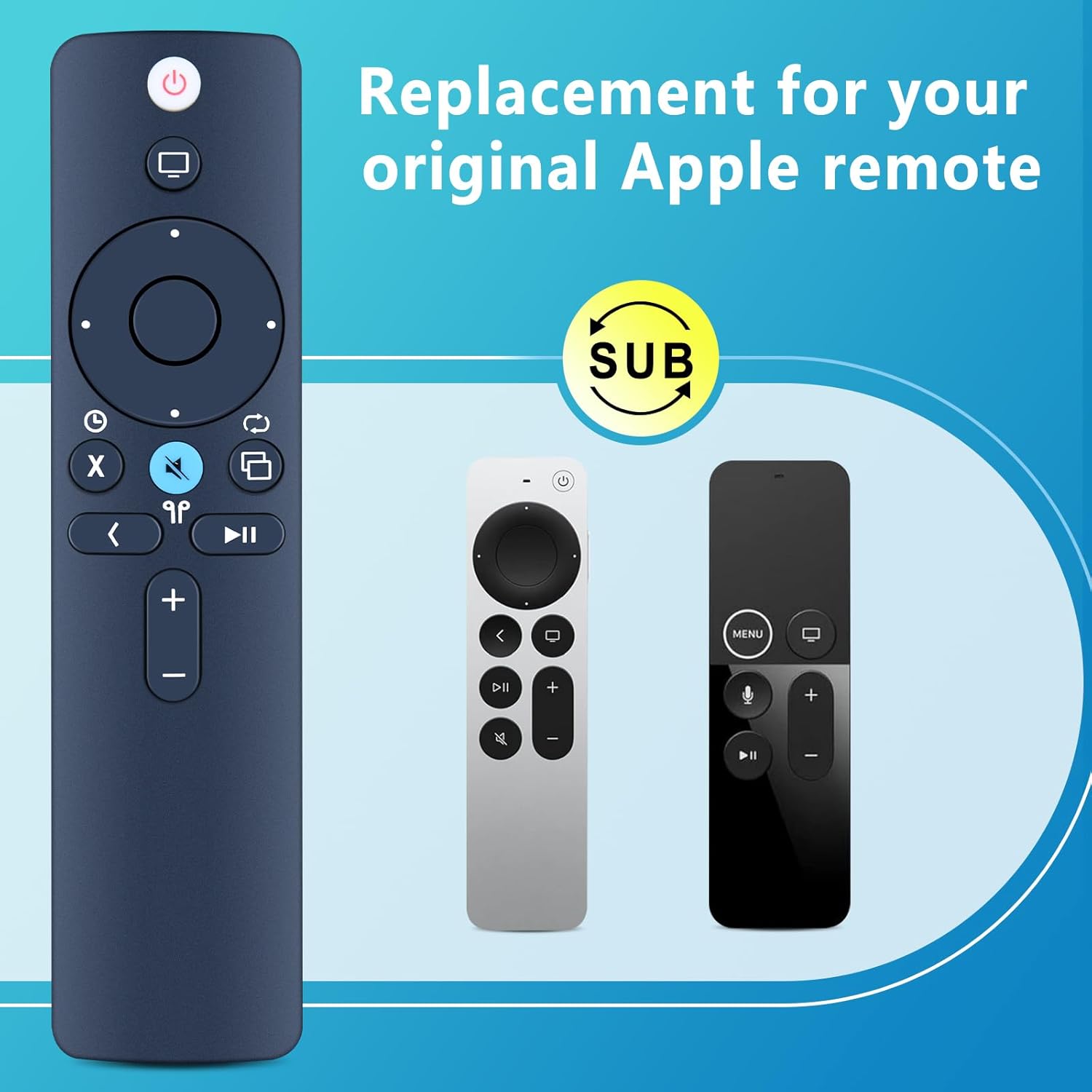 Thumbnail 1 de TCNOUMT Replacement Remote for Apple TV 4K/HD (A1294/A1218/A1378/A1427/A1625/A1842) – No Voice or Touchpad