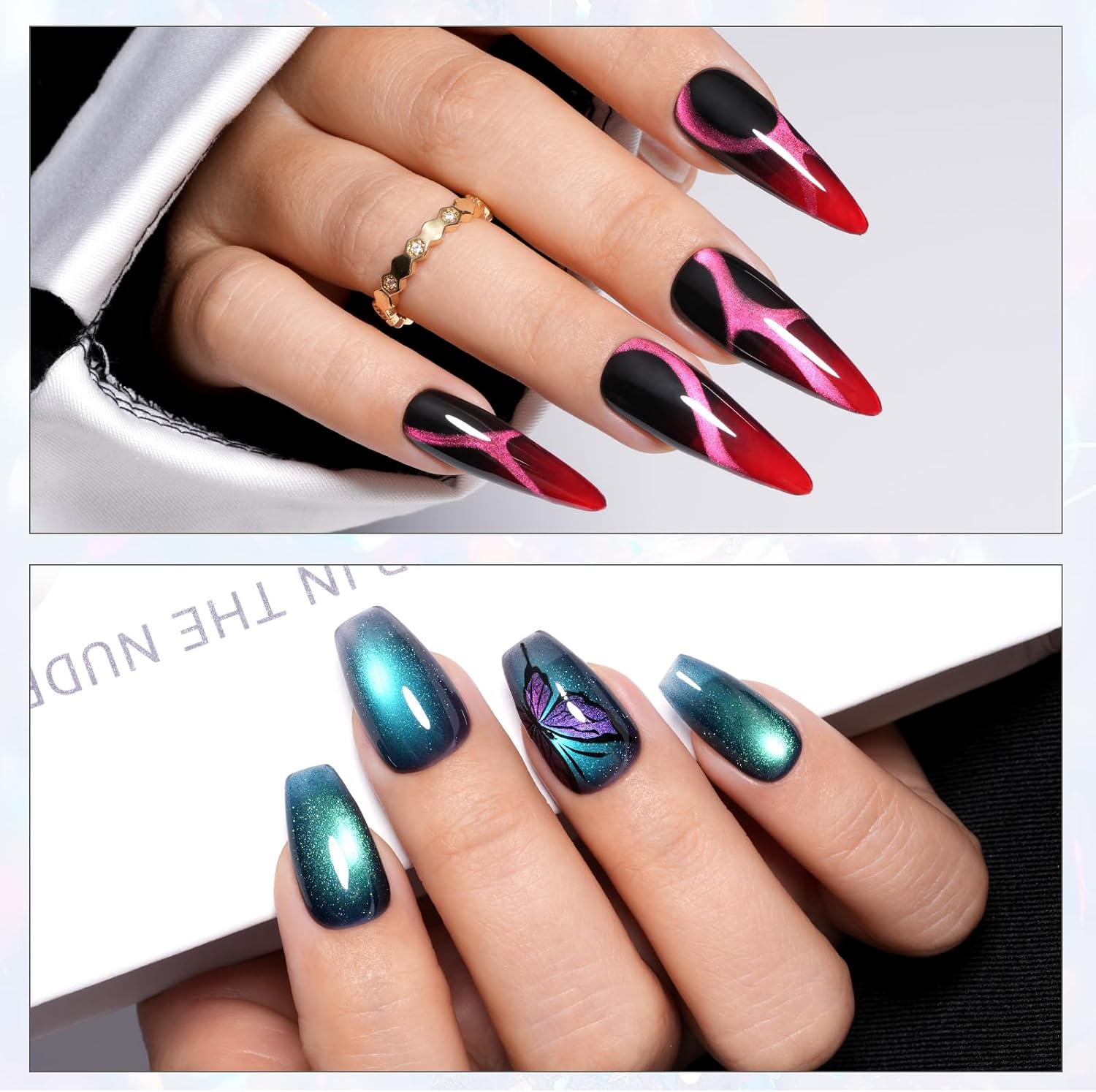 Thumbnail 6 de TOMICCA Cat Eye Gel Nail Polish – Kit 6 couleurs Violet / Bleu profond, effet verre cristal magnétique, 8ml