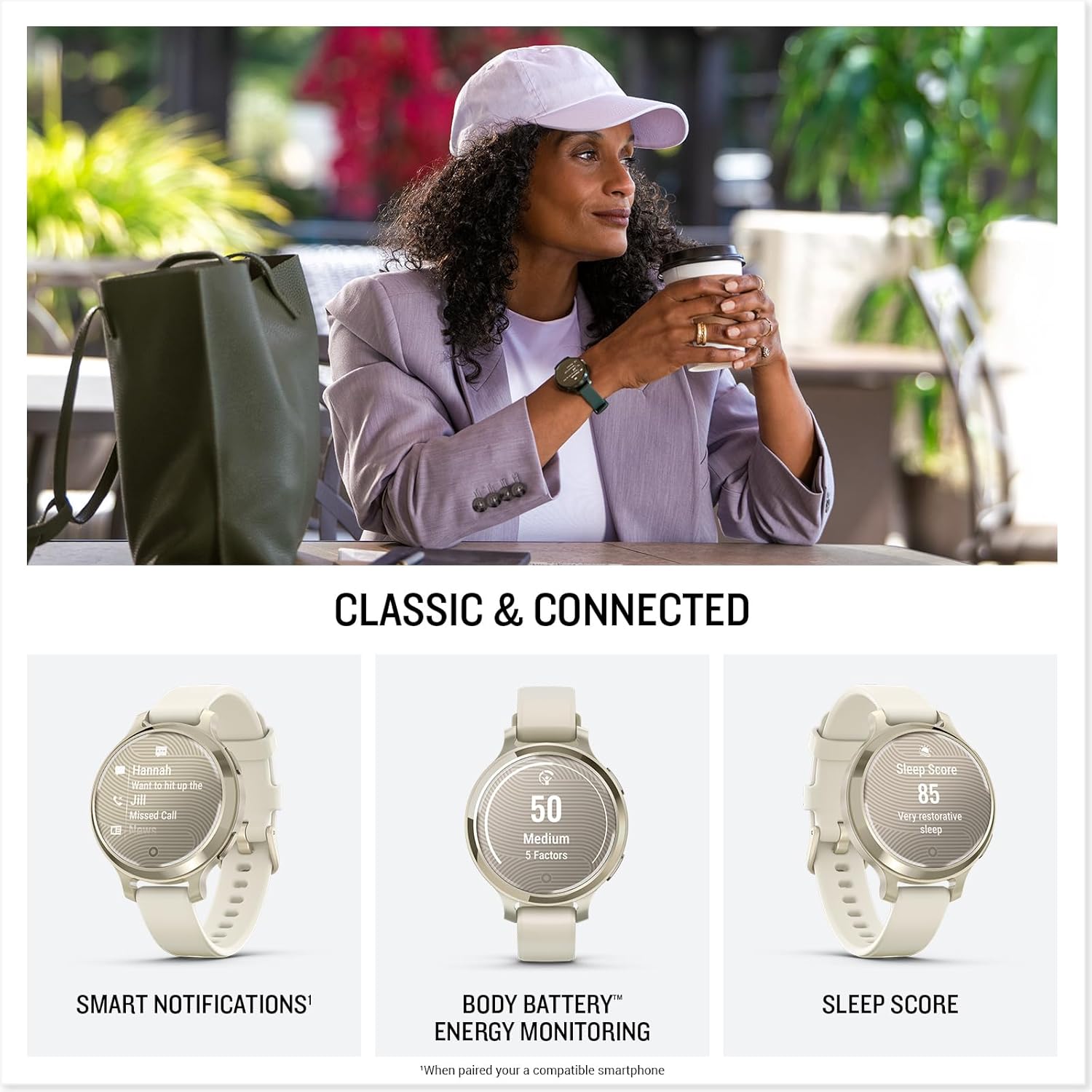 Detalle de Garmin Lily 2 Active: Small, Stylish GPS Smartwatch with Hidden Display