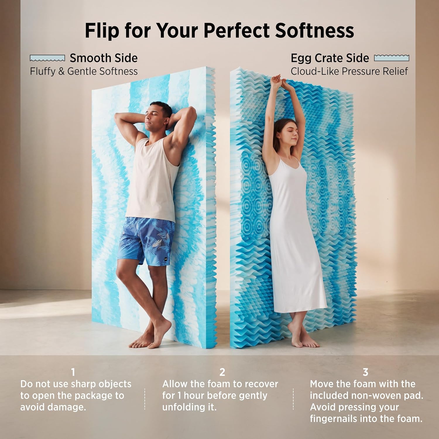 Detalle de Bedsure Memory Foam Mattress Topper, Twin XL