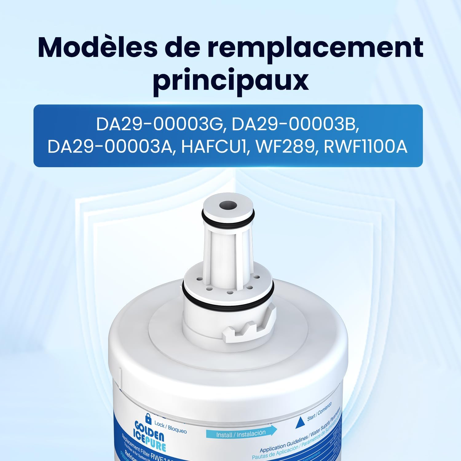 Detalle de GOLDEN ICEPURE RWF1100A – 3 filtres à eau pour réfrigérateur, compatible avec Samsung Aqua Pure Plus et autres références