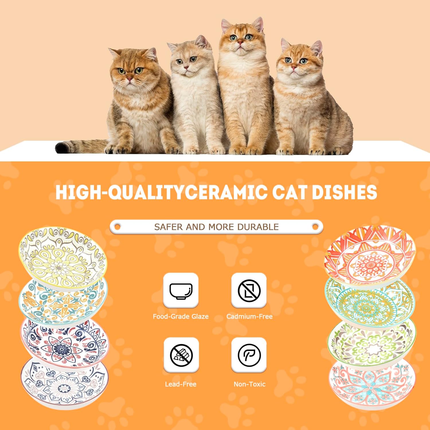Detalle 2 de YEAHGO Katzennapf Flach Keramik – 8er Set futternapf, flache Tellerchen für Katzen