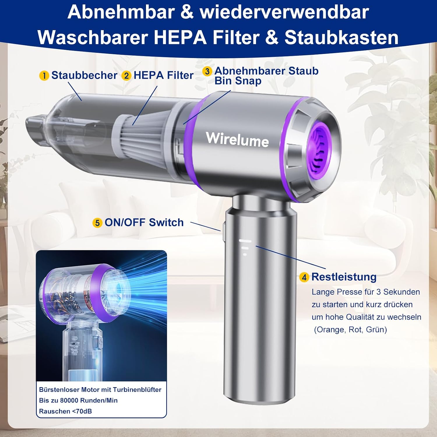 Thumbnail 3 de Wirelume Handstaubsauger 25000 Pa đ§č